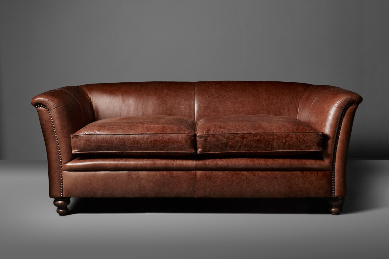3 Seater Brown Saddle Sofa