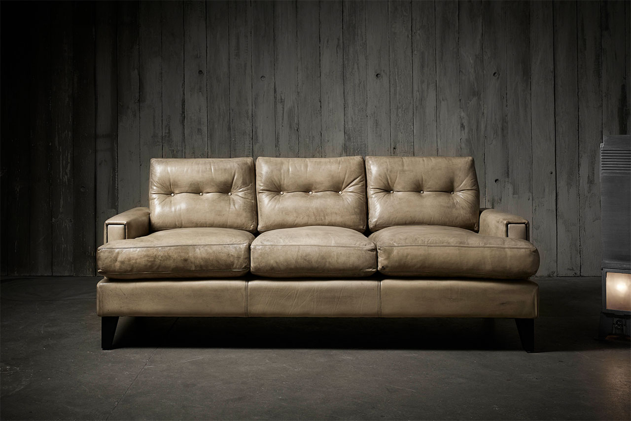 Pablo Hand-Coloured Leather Bone White Sofa