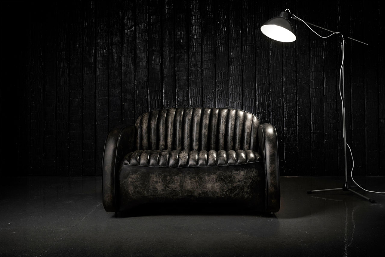 Mustang Hand-coloured Black Sofa