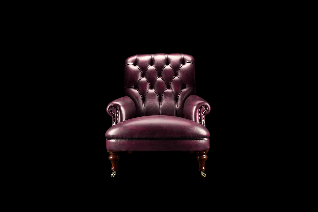 Havelock Ellis Hand-Coloured Plum Leather Sofa