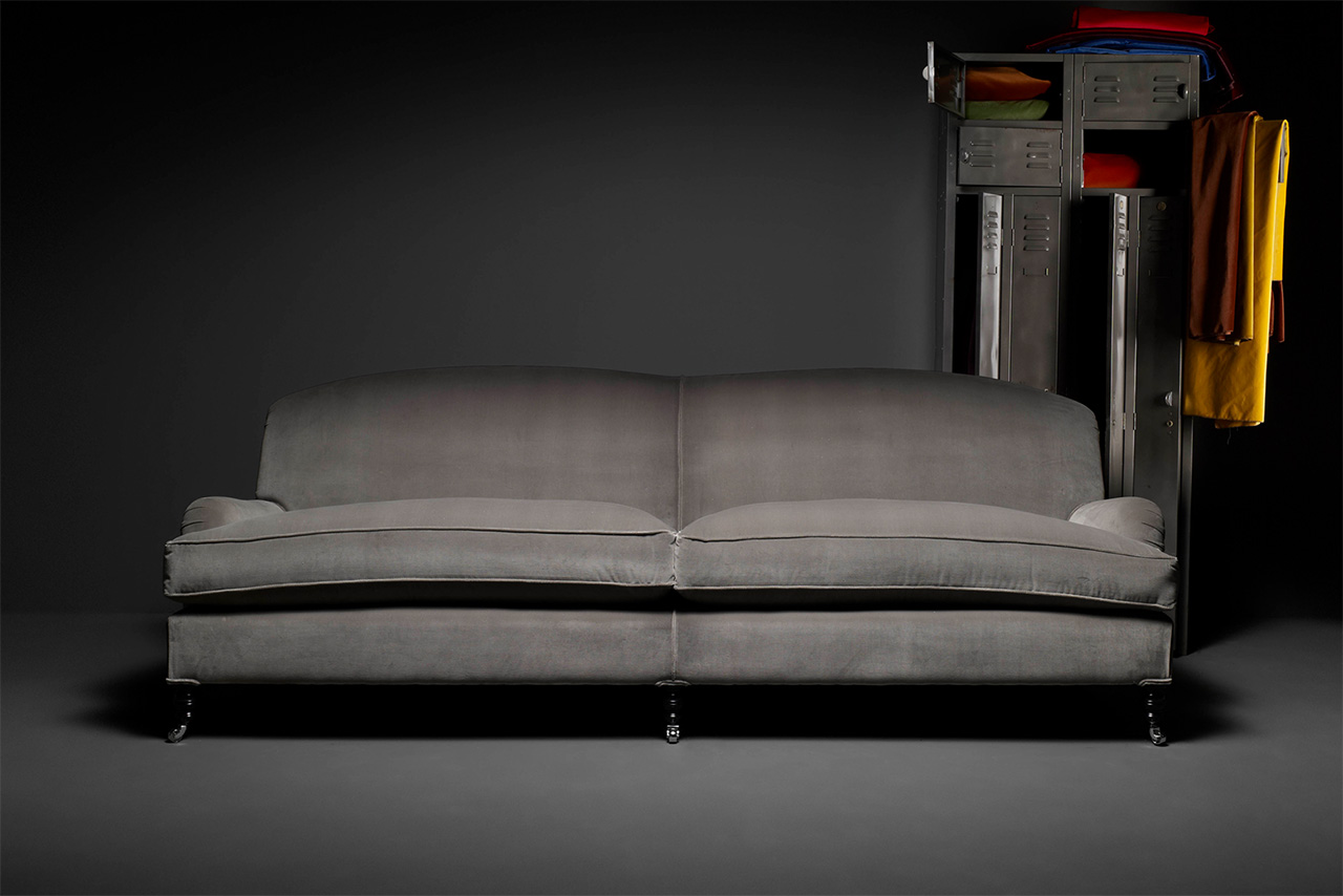 John Bentley Grey Velvet Sofa