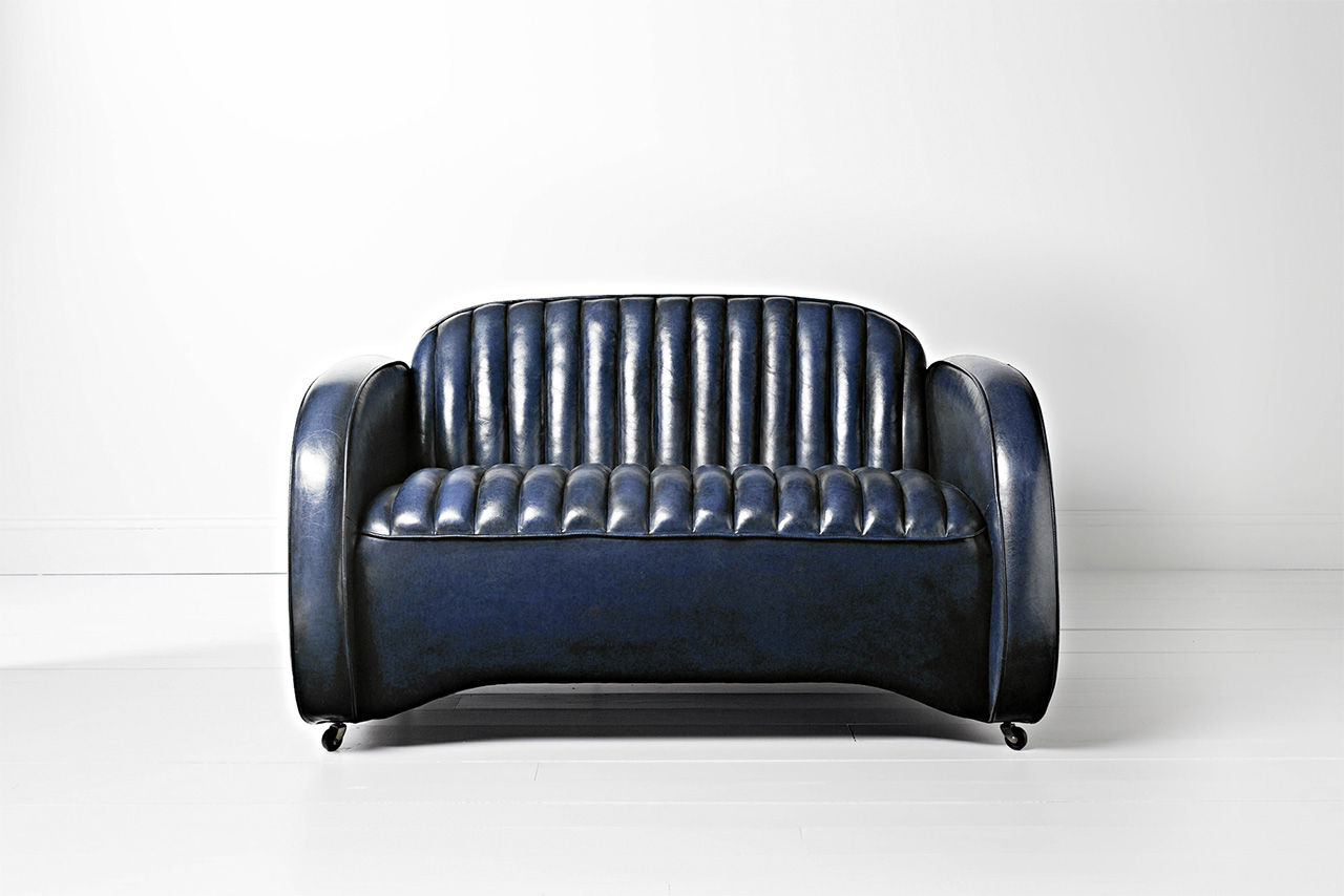 Mustang Hand-coloured Blue 2 Seater Sofa