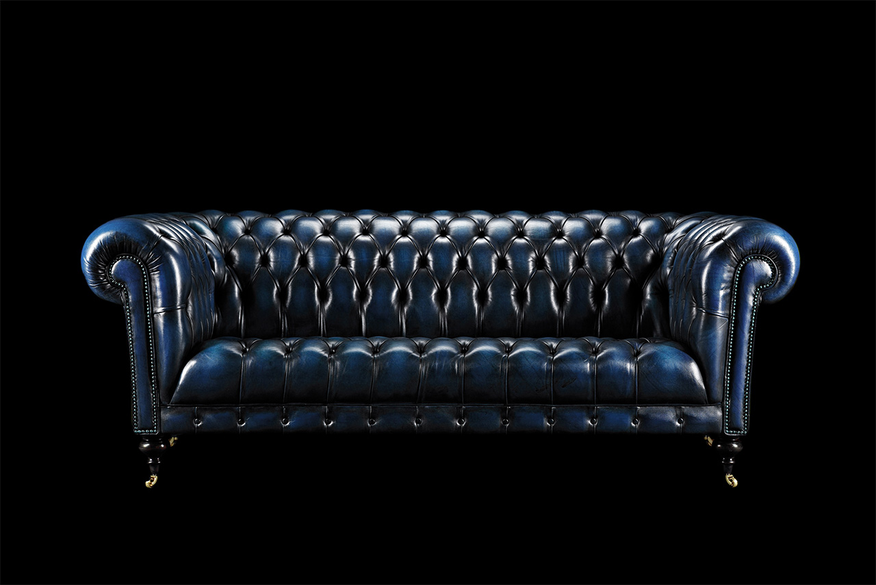 Ralph Waldo Emerson Blue Chesterfield Sofa