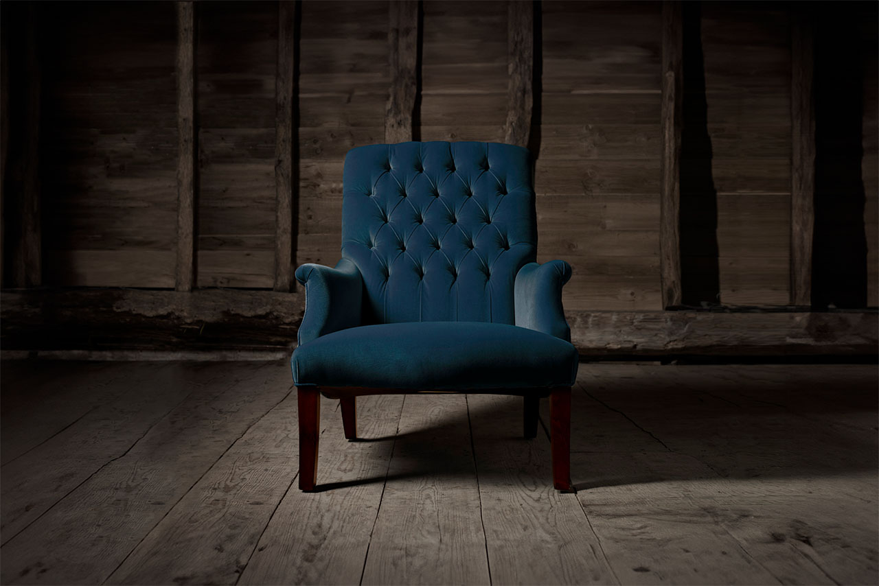 Sillón William Spooner de terciopelo azul