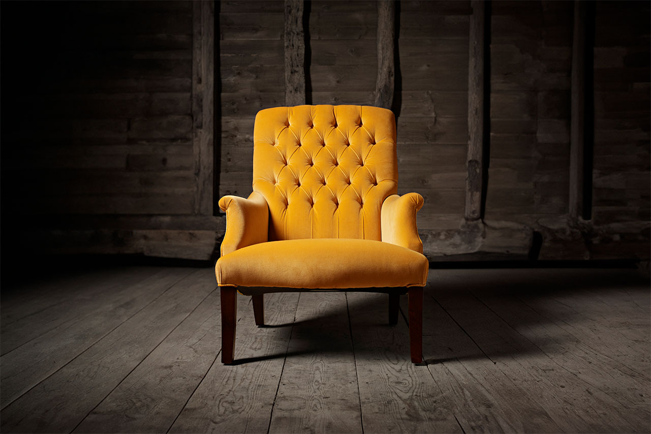 William Spooner Bronze Yellow Velvet Chair