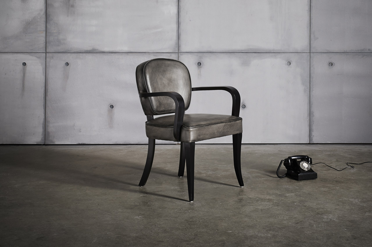 Bridge Hand-Coloured Slate Grey Leather Chair