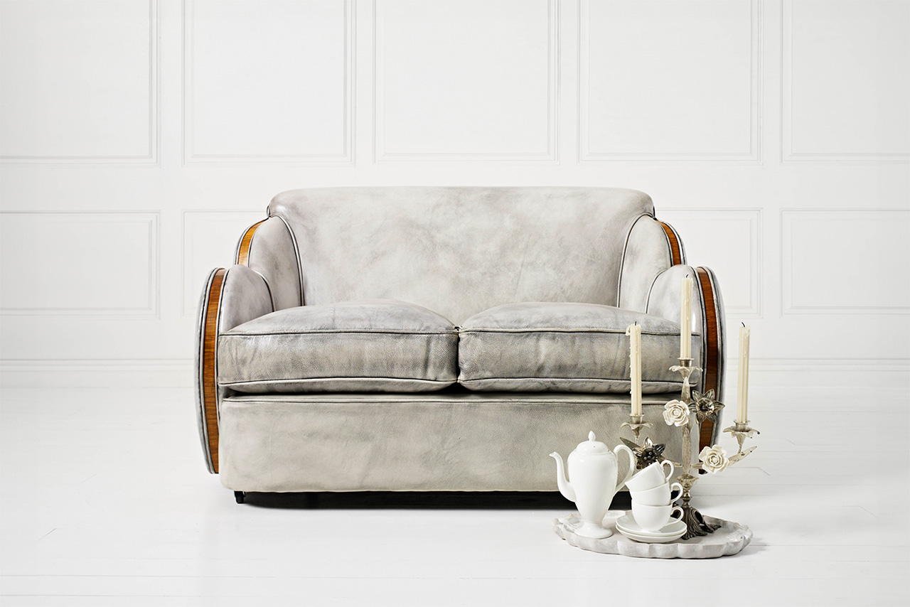 Cloud 2 seater hand coloured genuine leather compact sofa