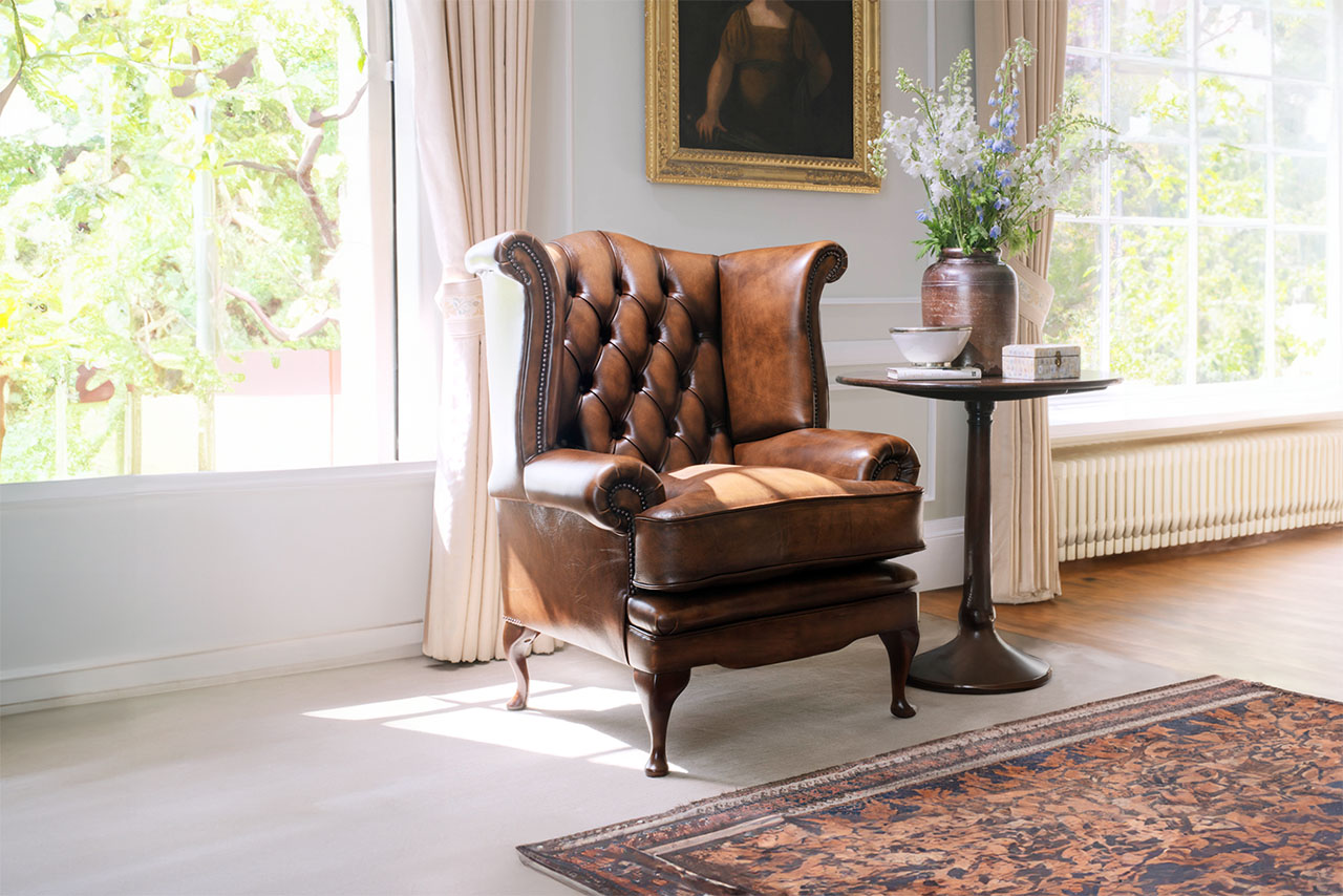 Classic Edward Brown Antiqued Leather Chair