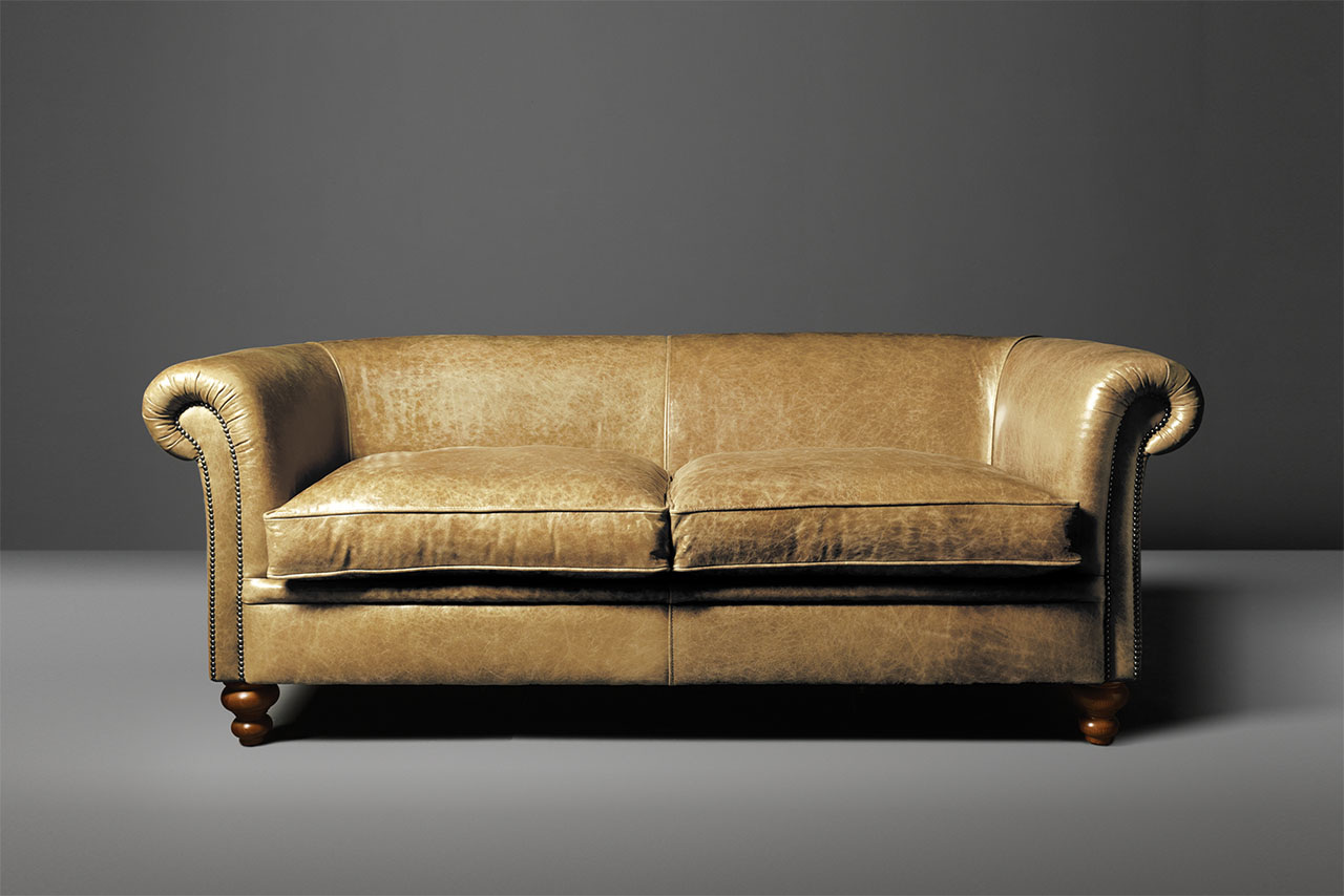 Madison Saddle Leather Parchment White Sofa