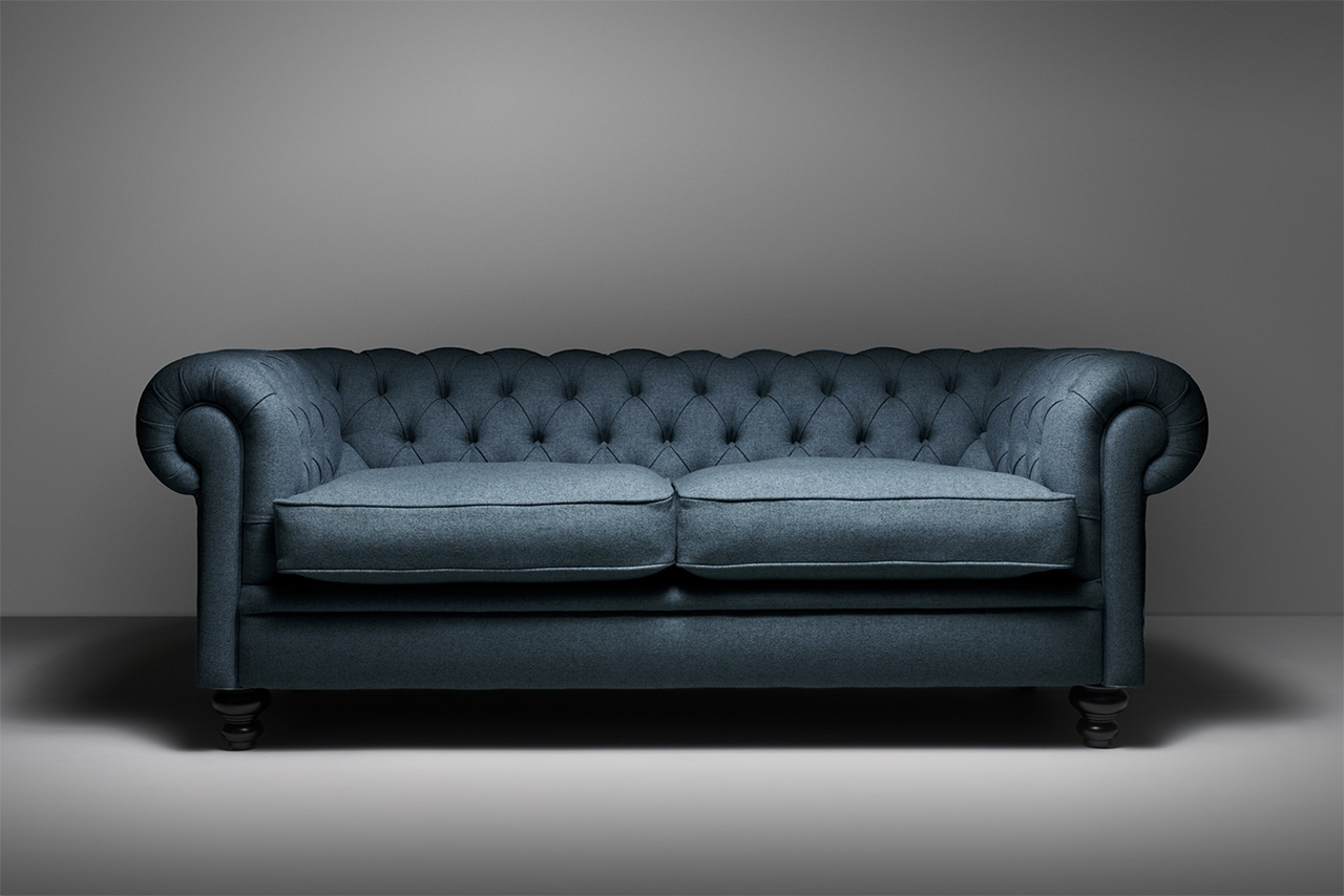 Cromwell Blue 3 Seater Royal Wool Sofa