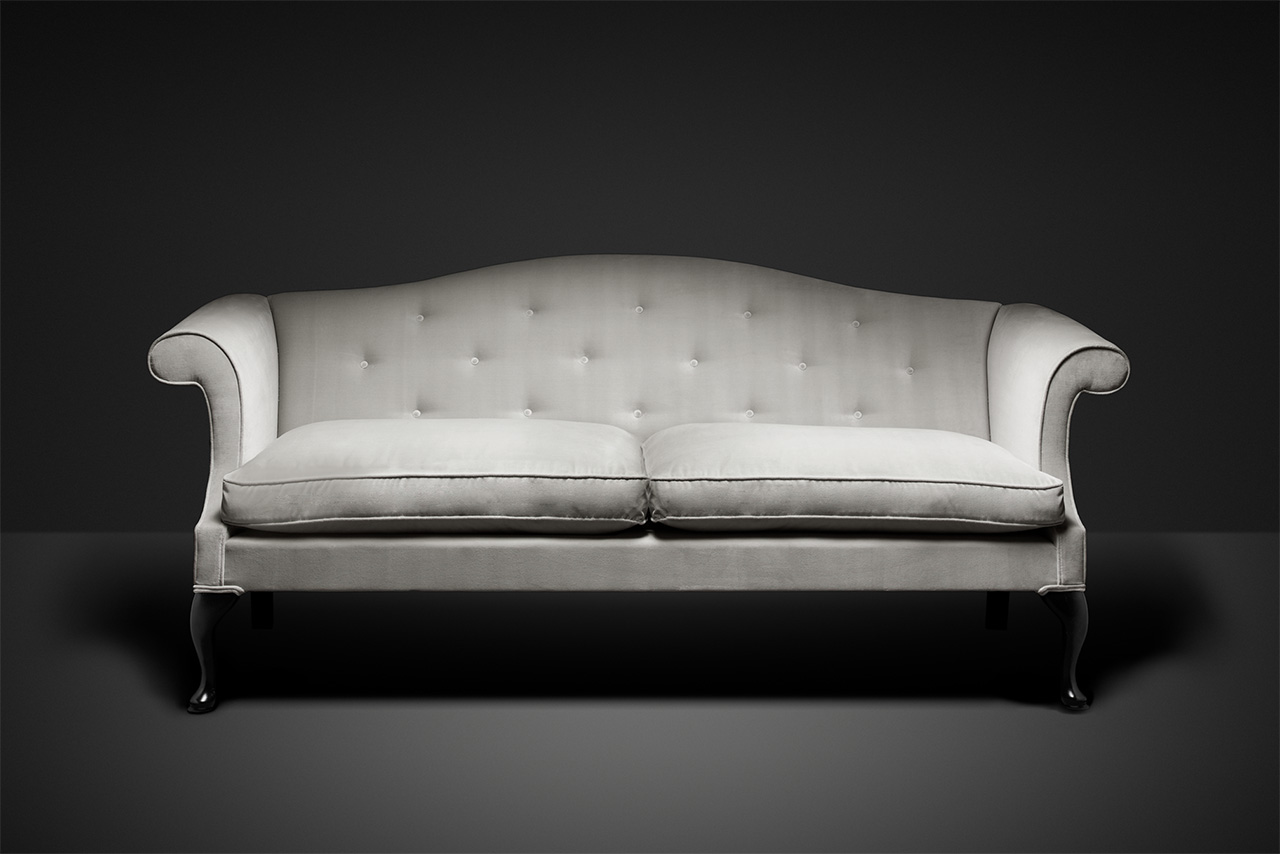 Edmund Burke White Pebble Cotton Velvet 2 Seater Sofa