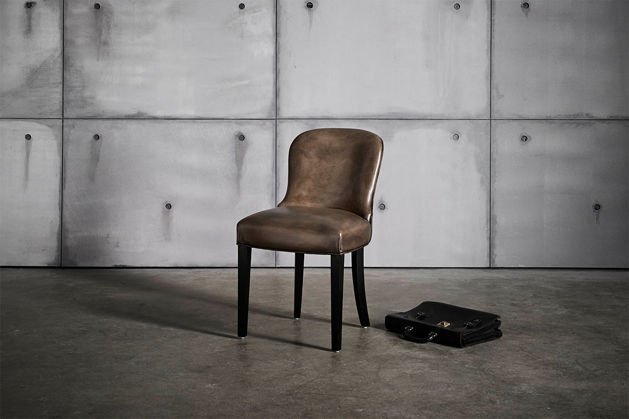 Diner Hand-Coloured Brown Leather Chair