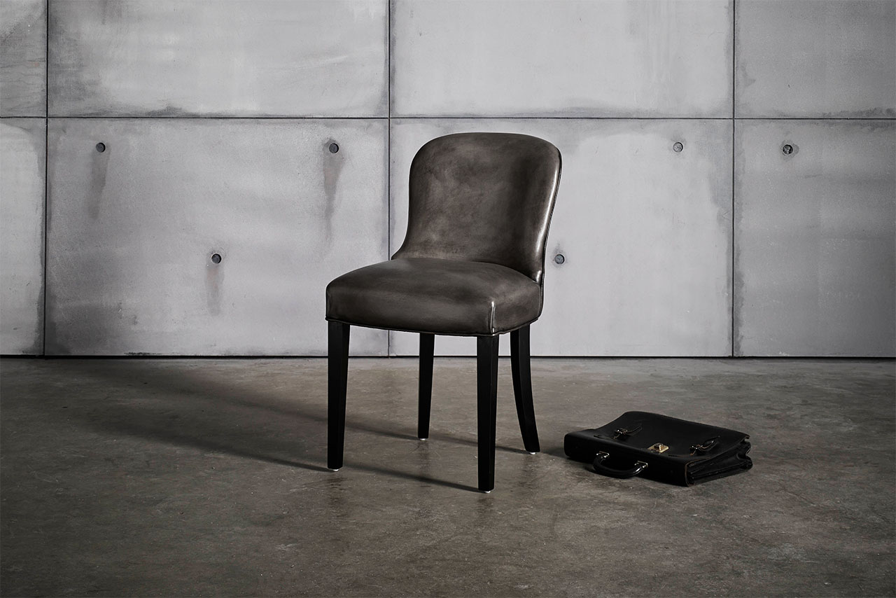 Diner Hand-Coloured Grey Leather Chair