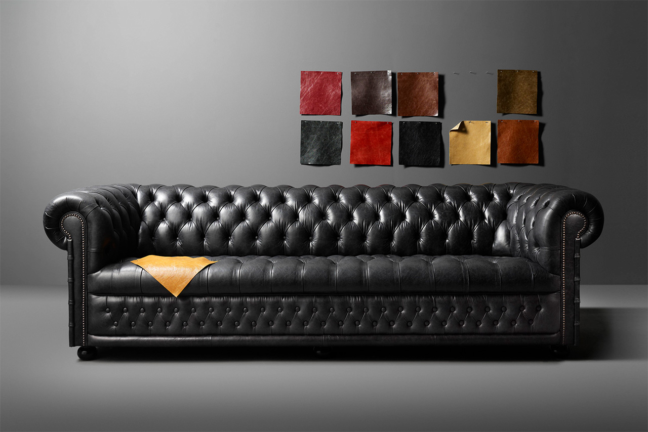 Hamilton Saddle Leather Black Chesterfield Sofa
