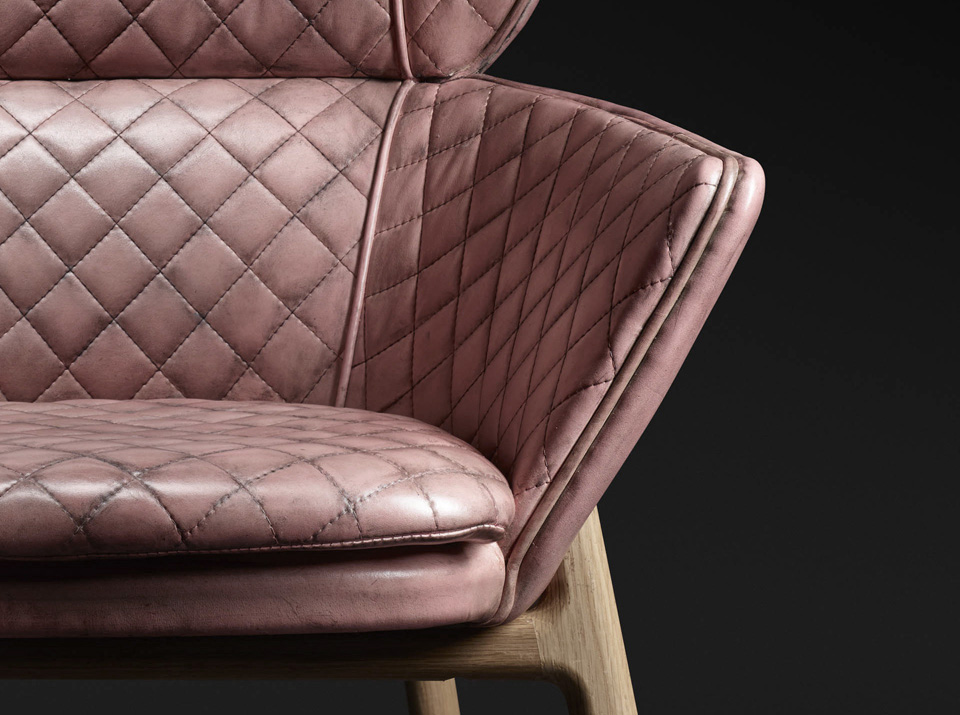 Fauteuil contemporain en cuir, réalisé avec un savoir-faire d’exception en Angleterre,