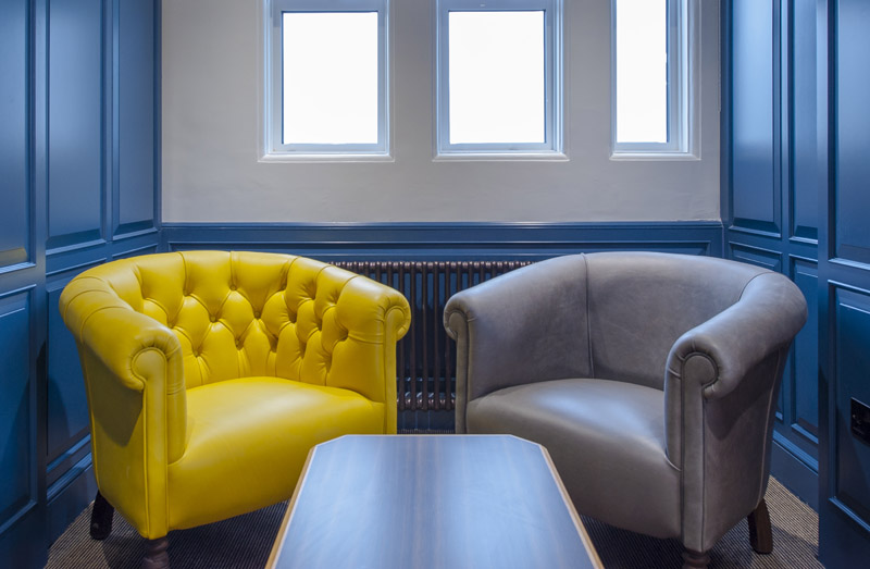 Oxford Tub chairs yellow and grey