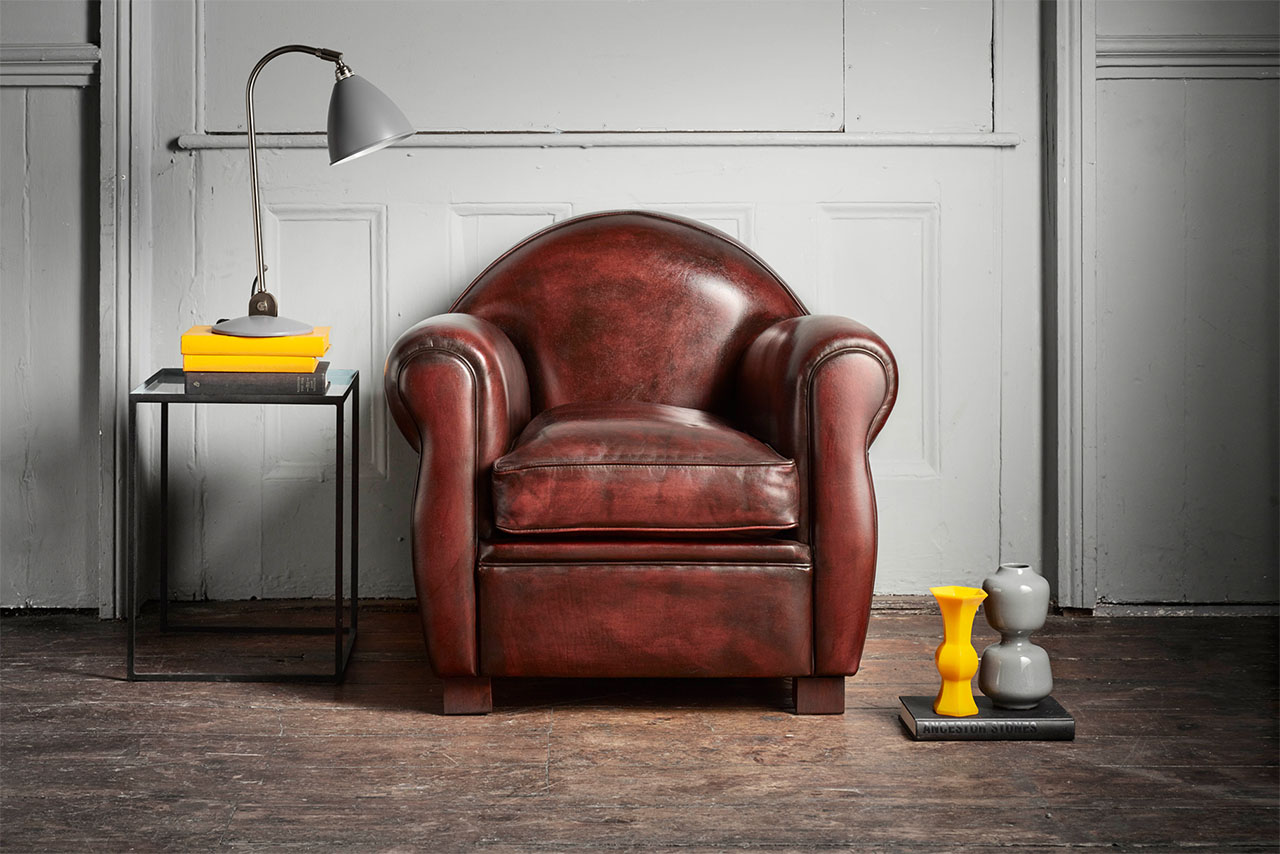 Anchor Brown Hand-Coloured Leather Club Chair