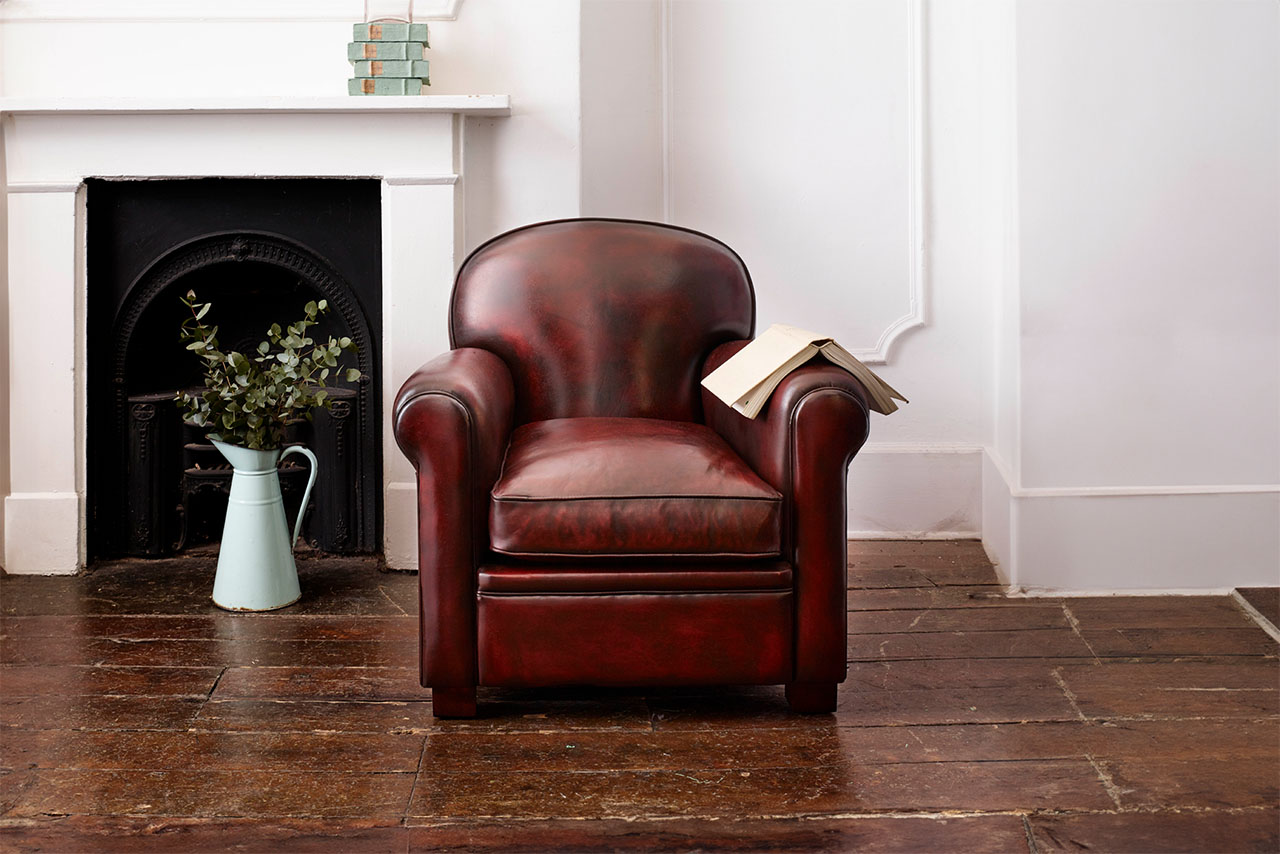Busby Hand-Coloured Leather Club Chair