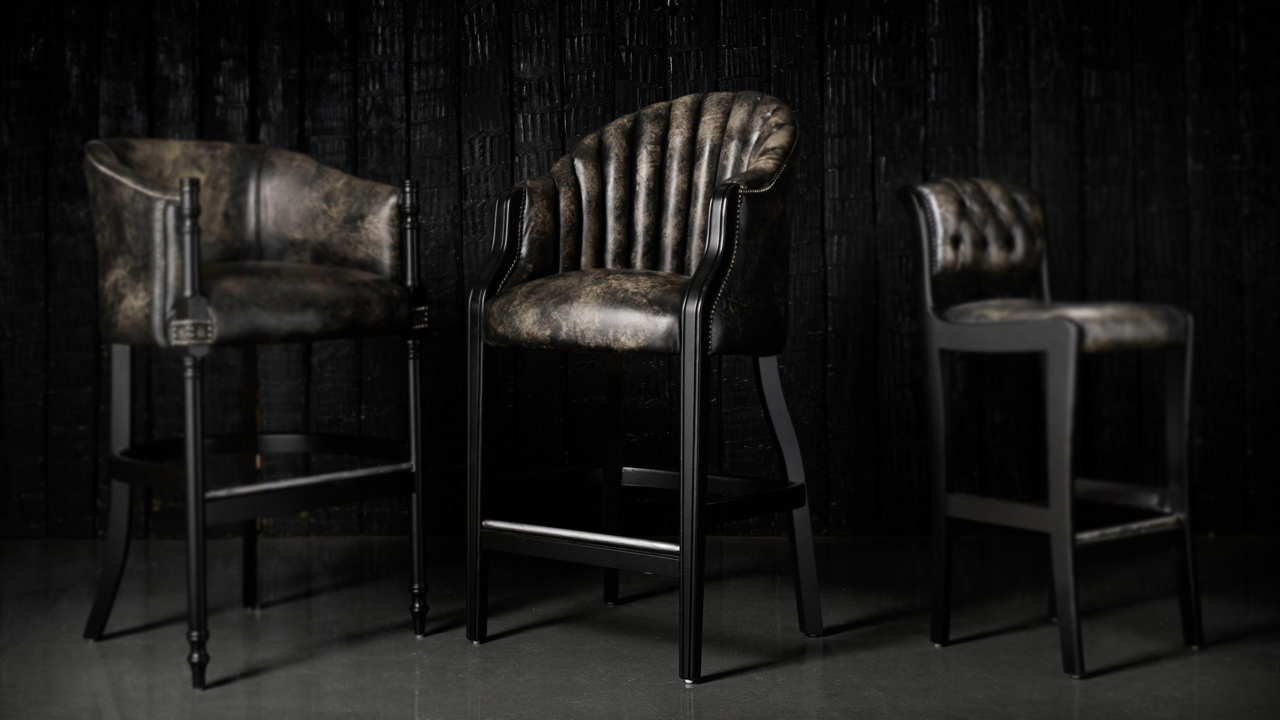 Taburete de bar Belvedere en piel Coal