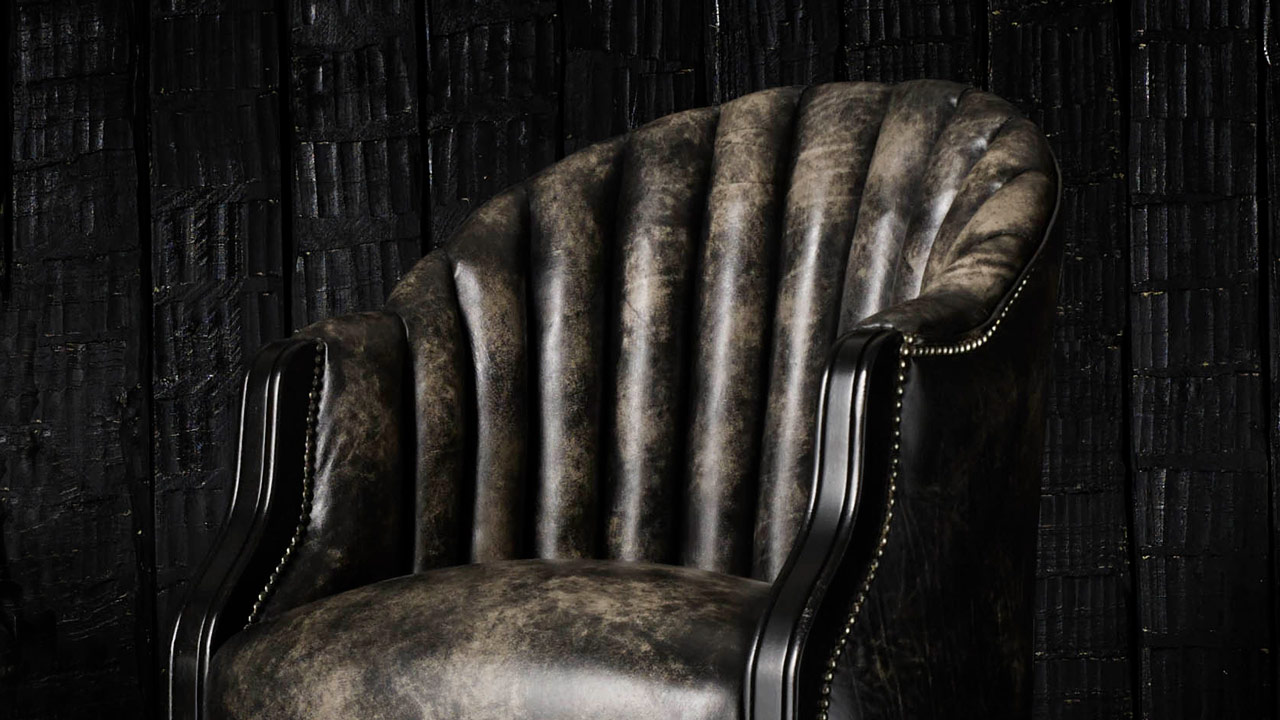 Taburete de bar Belvedere en piel Coal