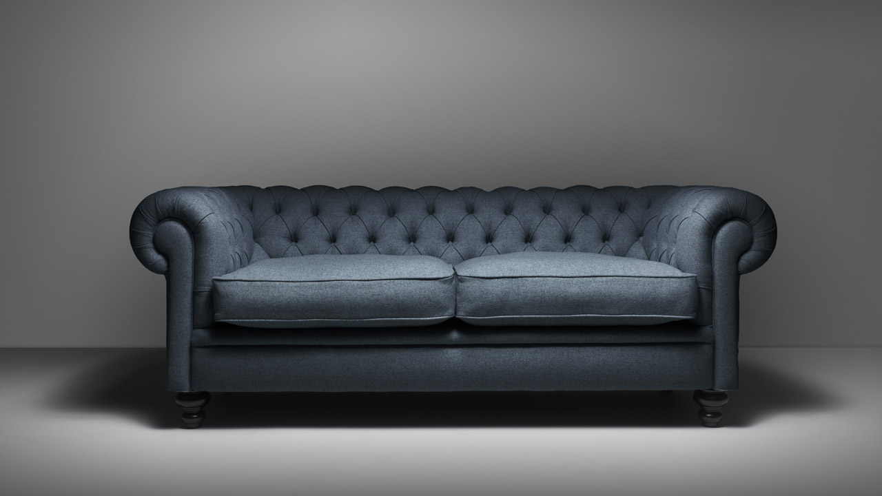 Cromwell Chesterfield-Sofa aus blauer Wolle