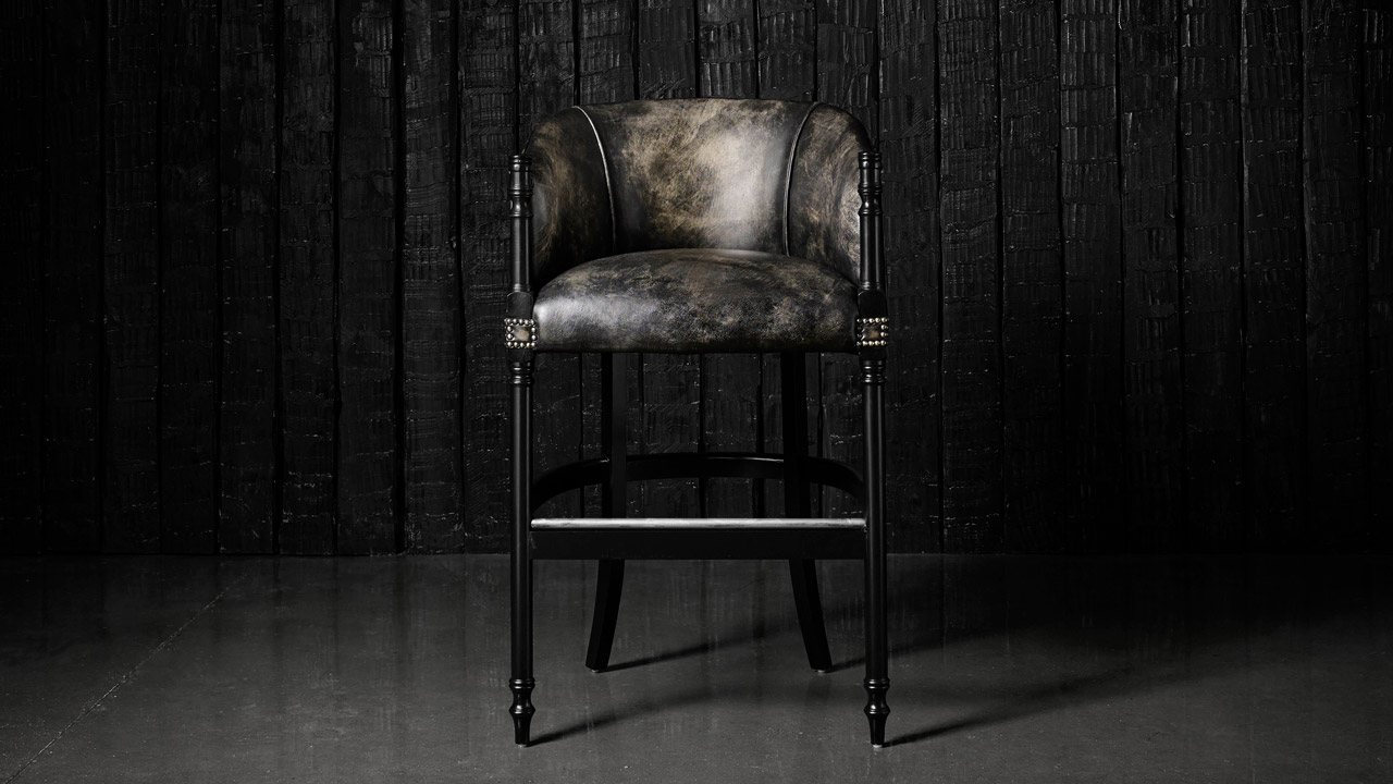 Taburete de bar Davenport de piel Coal