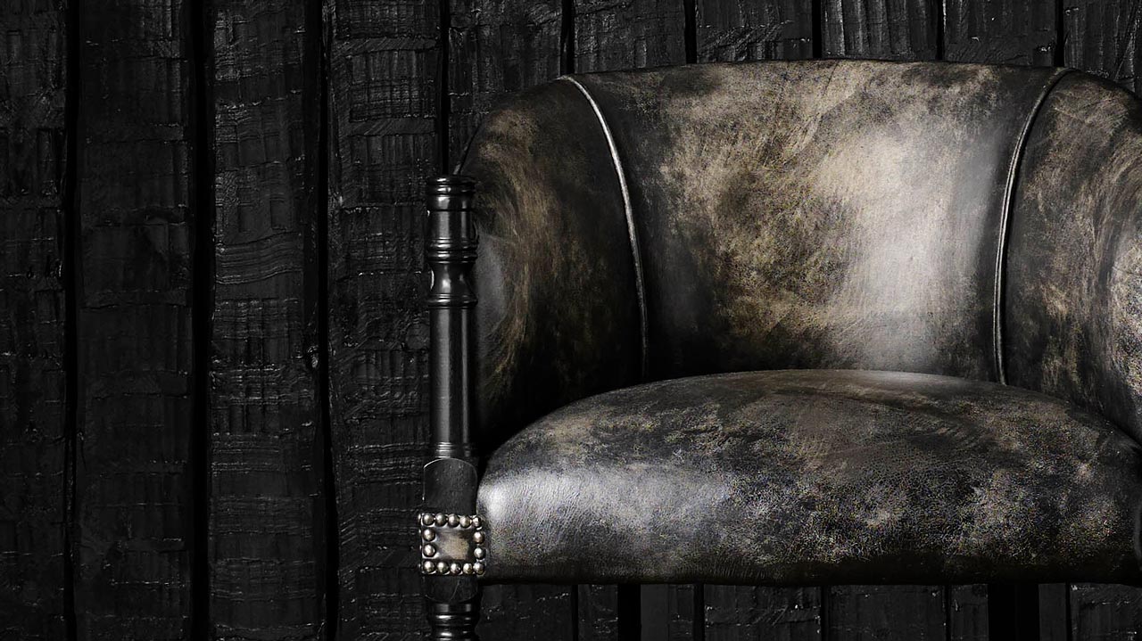 Taburete de bar Davenport de piel Coal