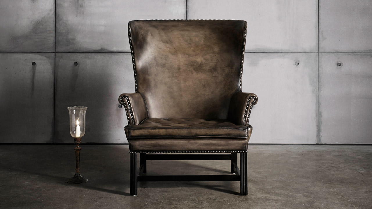 Georgian Curve Leather Wing Chair