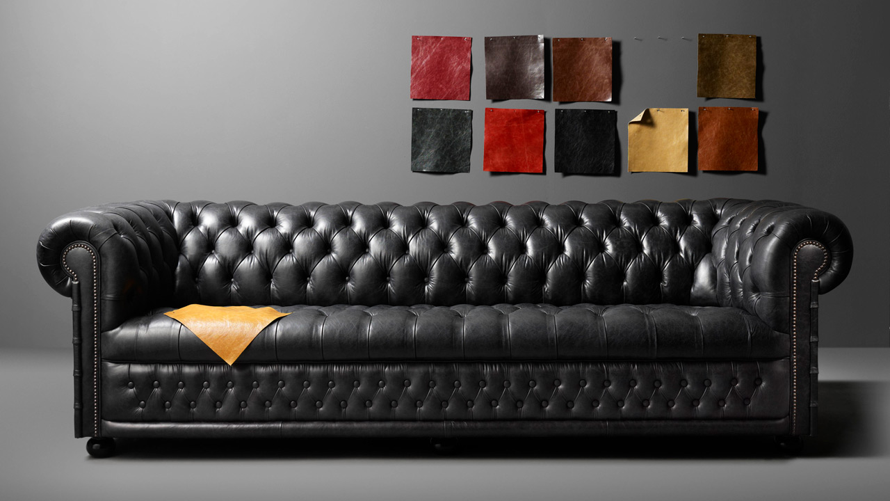 Hamilton 4-Sitzer schwarzes Chesterfield-Sofa
