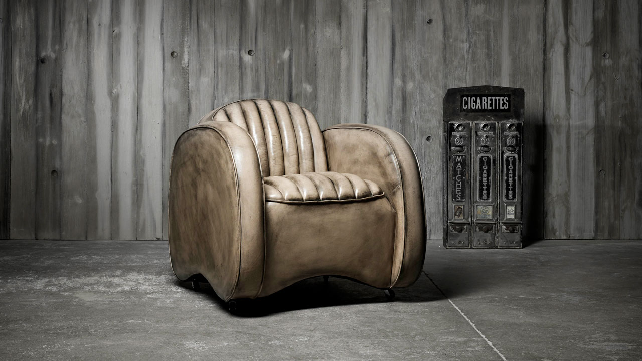 Mustang Ledersessel in Bone