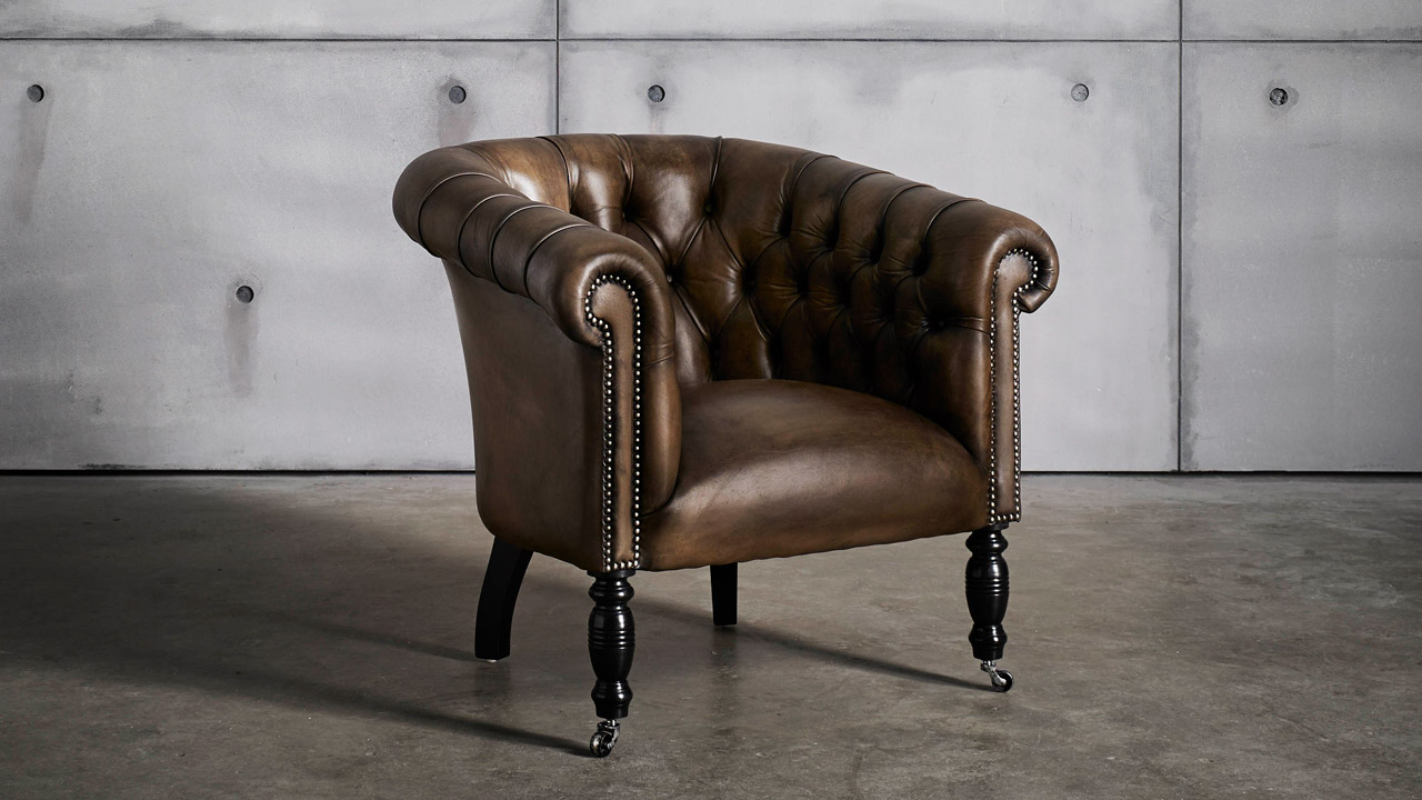 Oxford Monochrome Leather Tub Chair