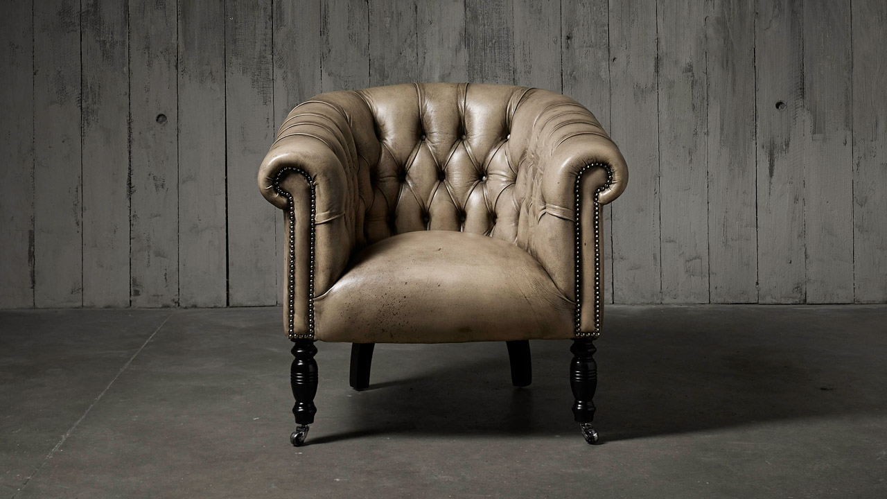 Oxford Monochrome Leather Tub Chair