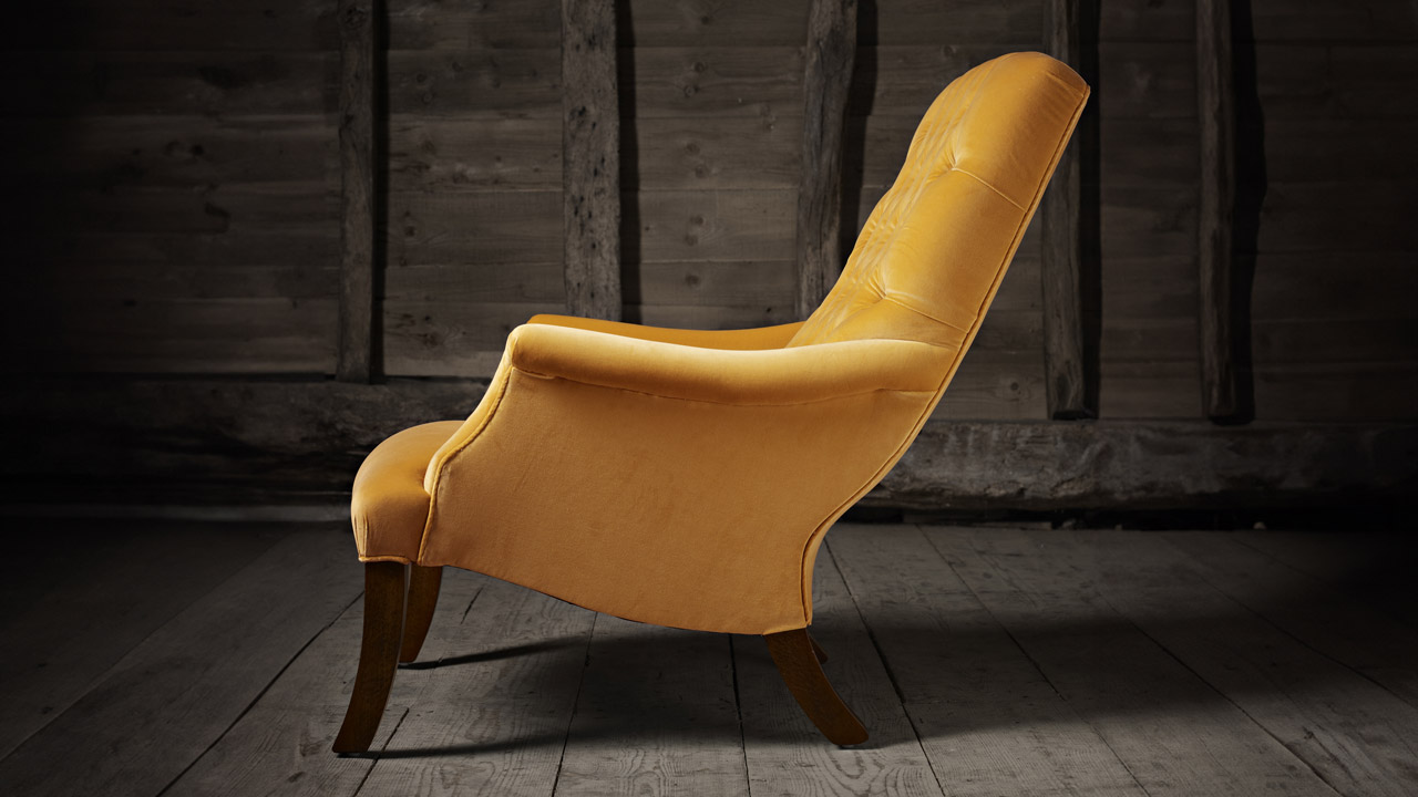Fauteuil William Spooner en velours doré