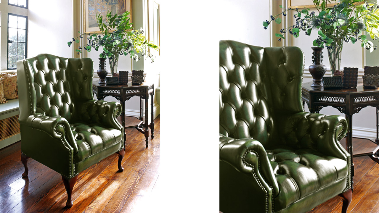 Sillón orejero Chesterfield Hamilton en verde