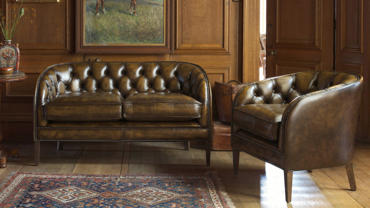 Conjunto de sofás Chesterfield de piel Tobial