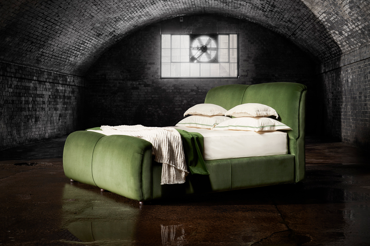 John Bentley Green velvet Mohair designer bed