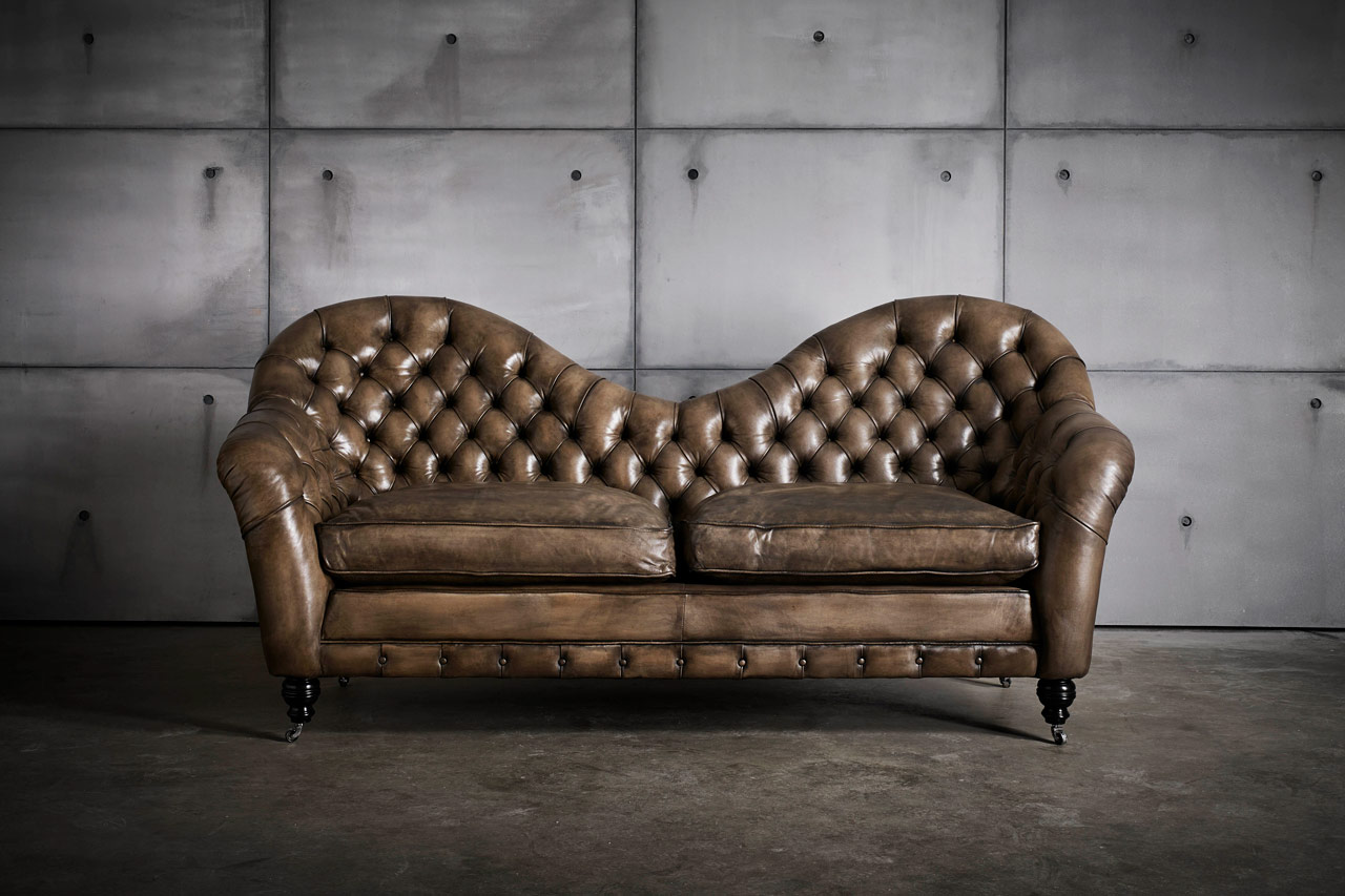 Francis Bacon Hand-coloured Slate-Brown Chesterfield Sofa
