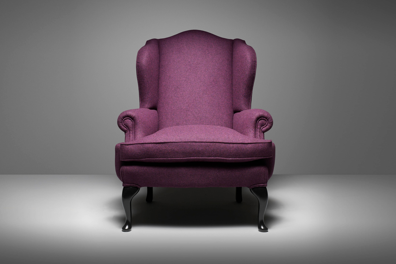James Boswell lambswool wingback chair