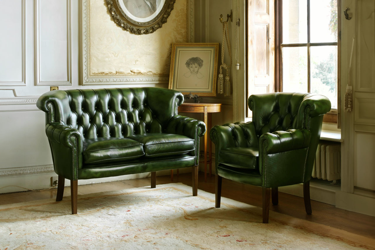 Alfred Classic Green Antiqued Leather Chair