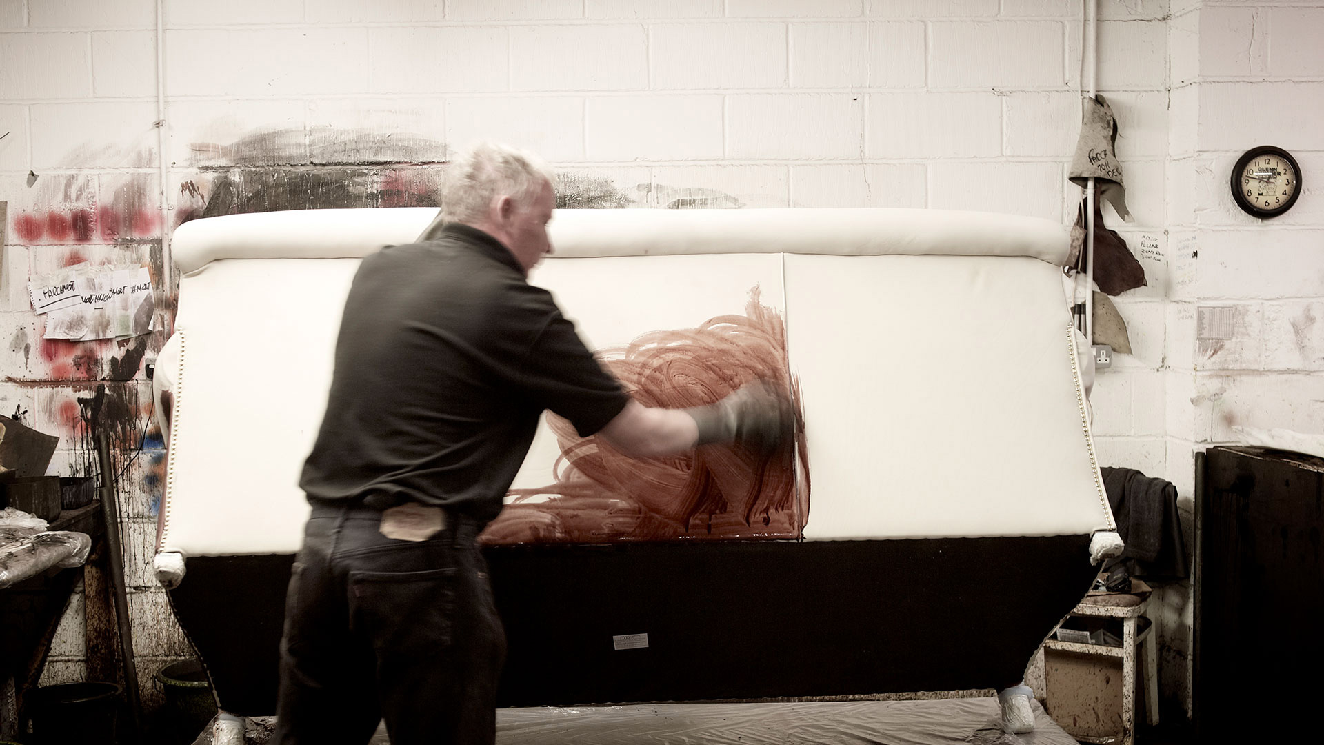Fleming Howland natural hand-colouring of a Chesterfield sofa