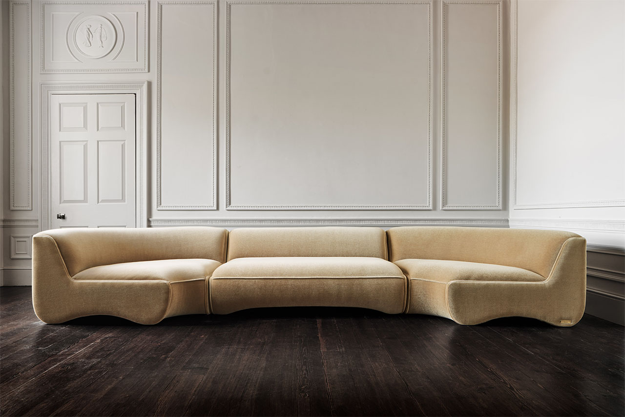 Ribble Studio Modular Corner Mohair Truffle White Sofa