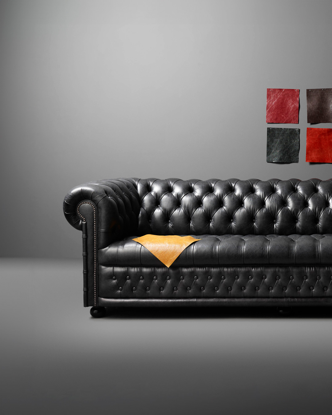 Hamilton 3 seater hand coloured leather chesterfield sofa