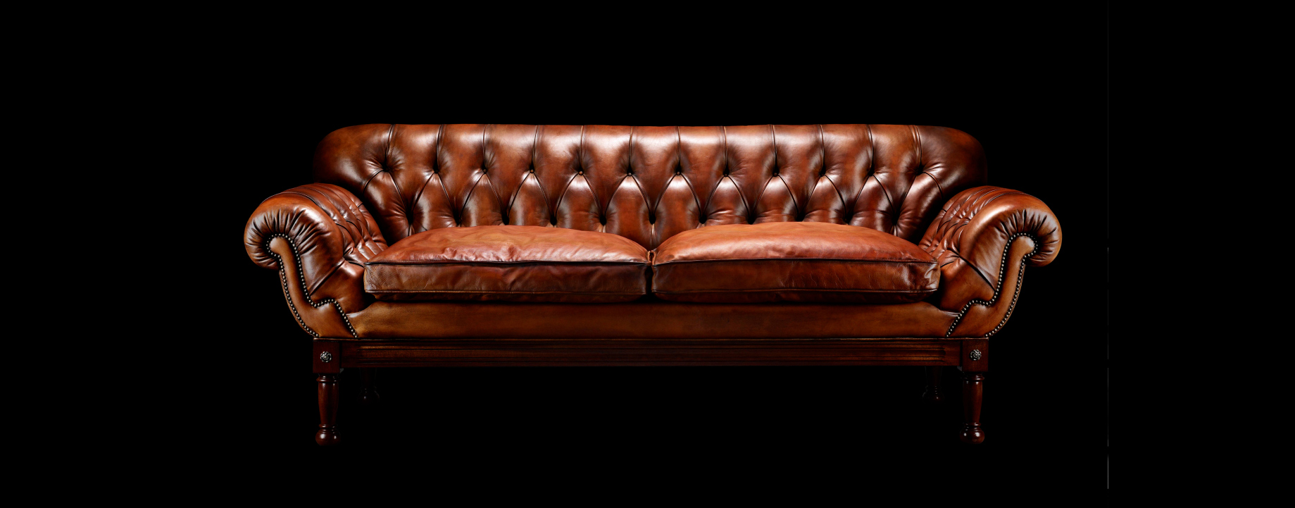 John Hawkesworth 3 seater hand coloured leather chesterfield sofa