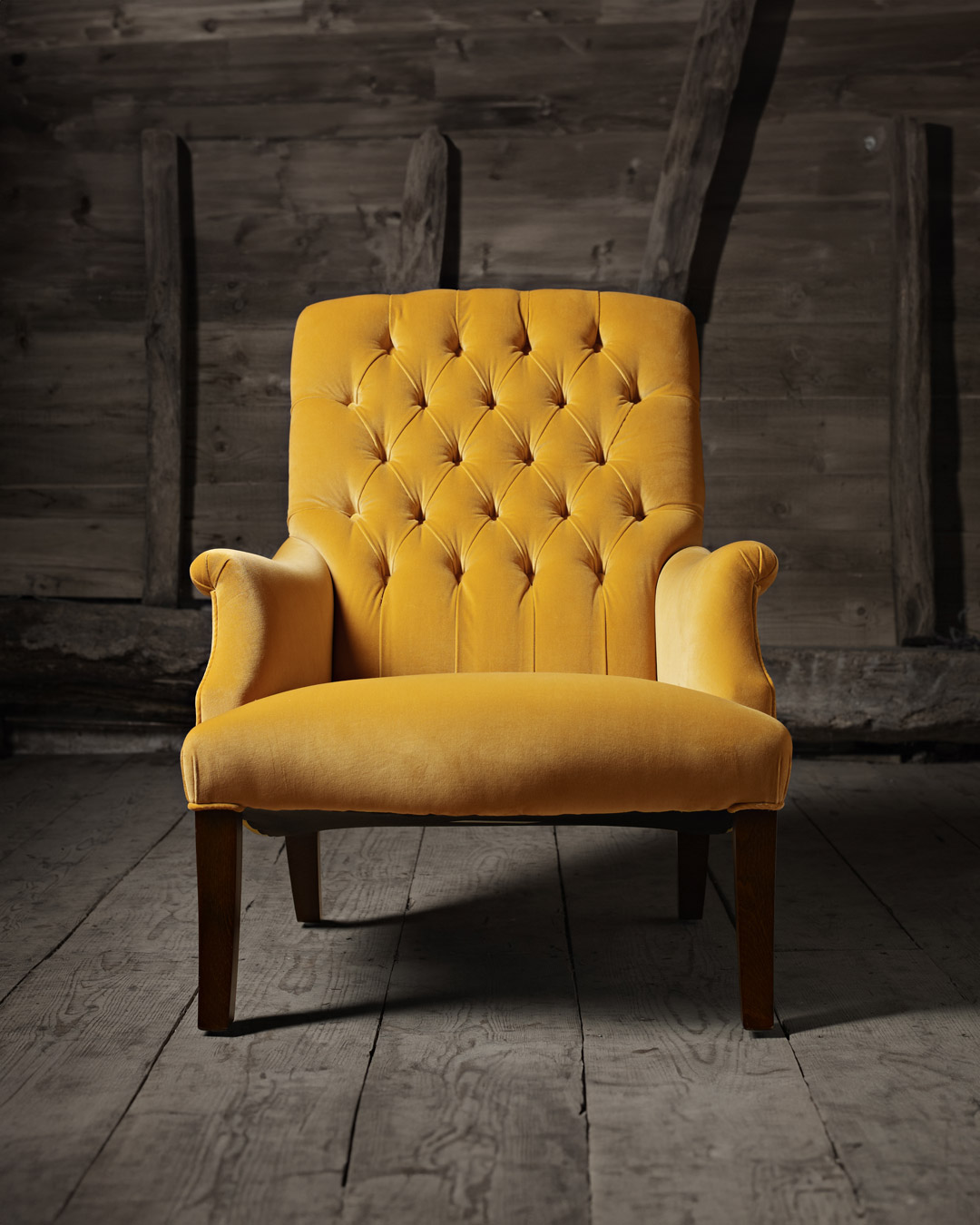 gold spooner velvet chesterfield chair