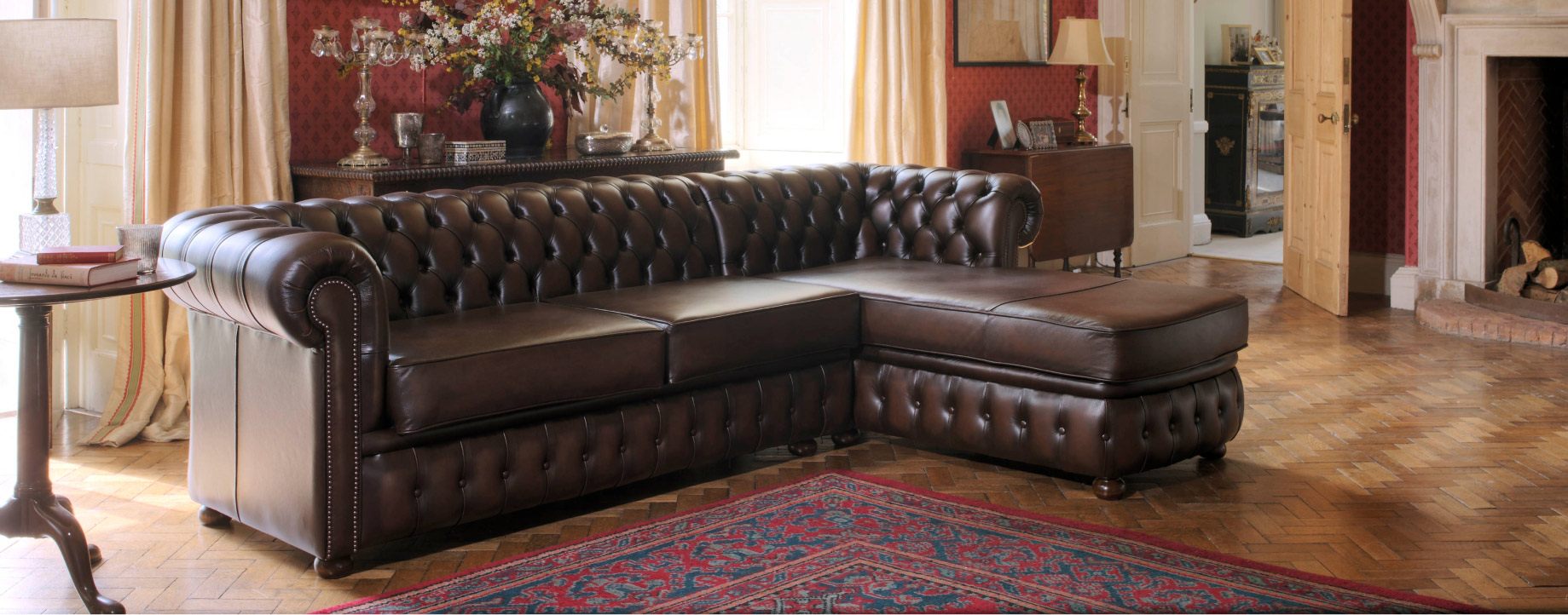 Farringdon corner antiqued leather chesterfield furniture