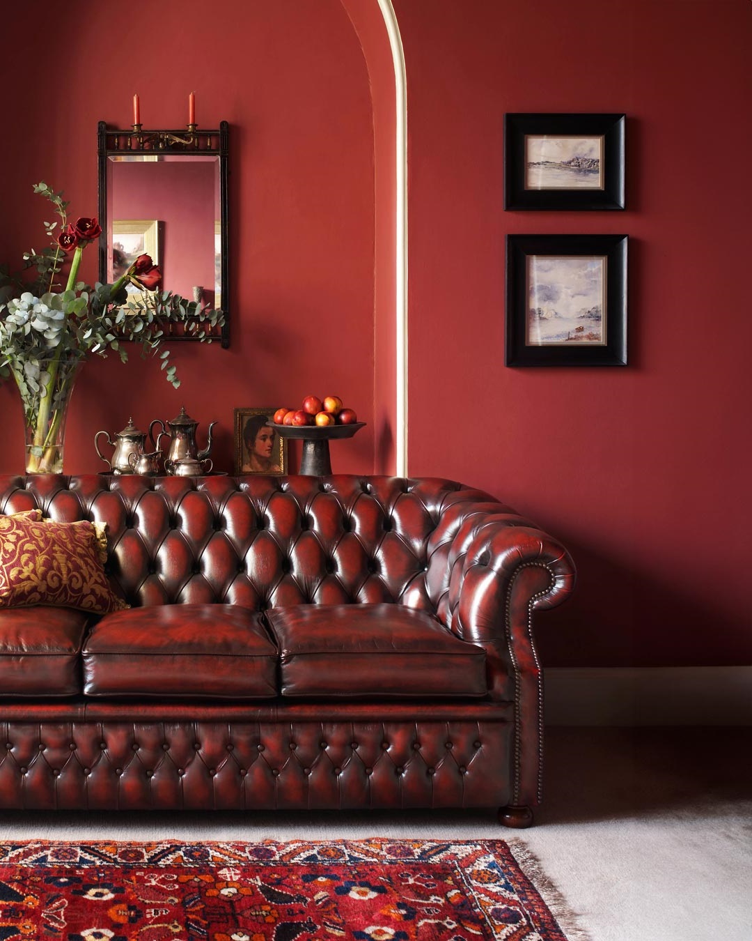 Graham 3 seater antiqued leather chesterfield sofa