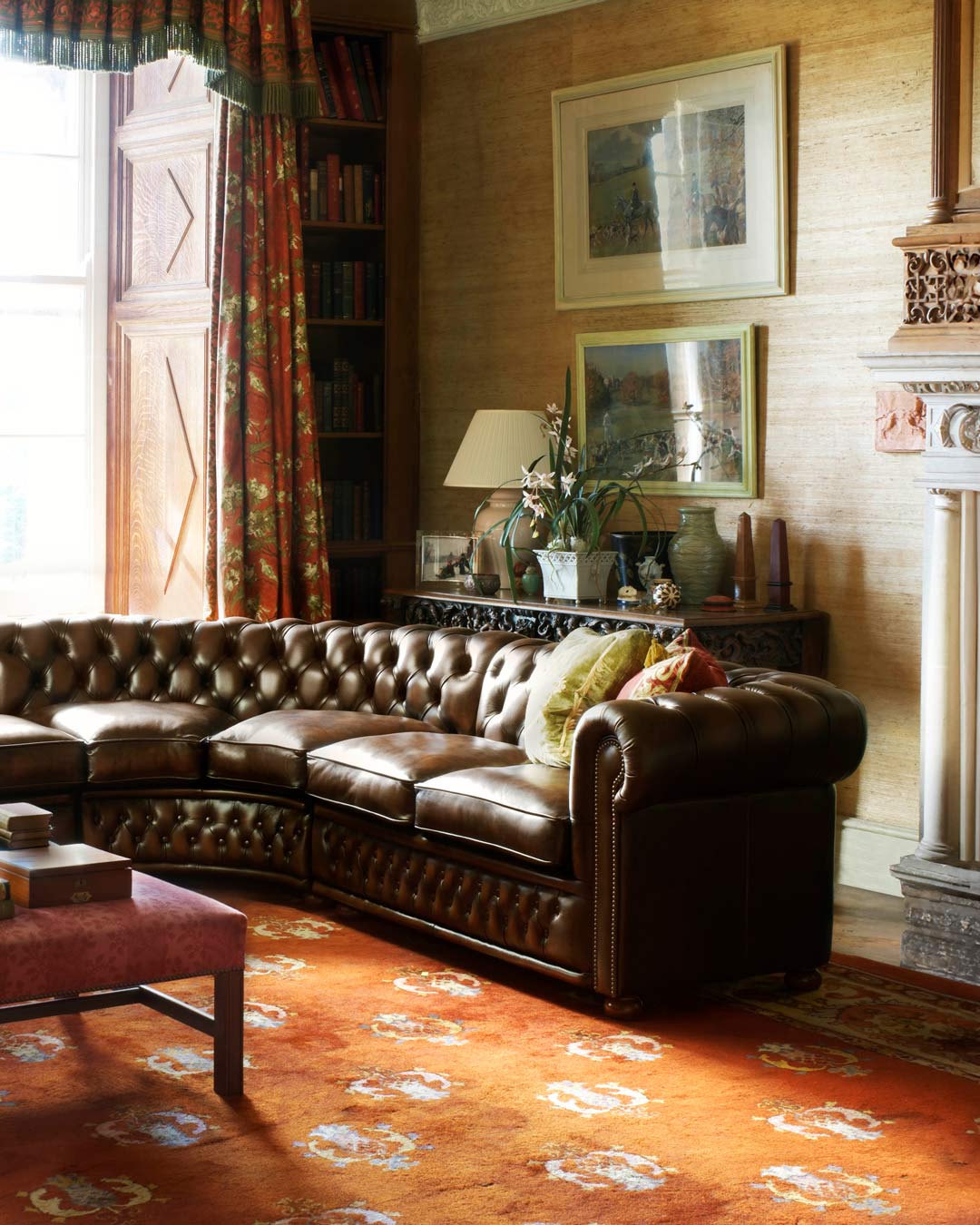 Stamford corner antiqued leather chesterfield sofa