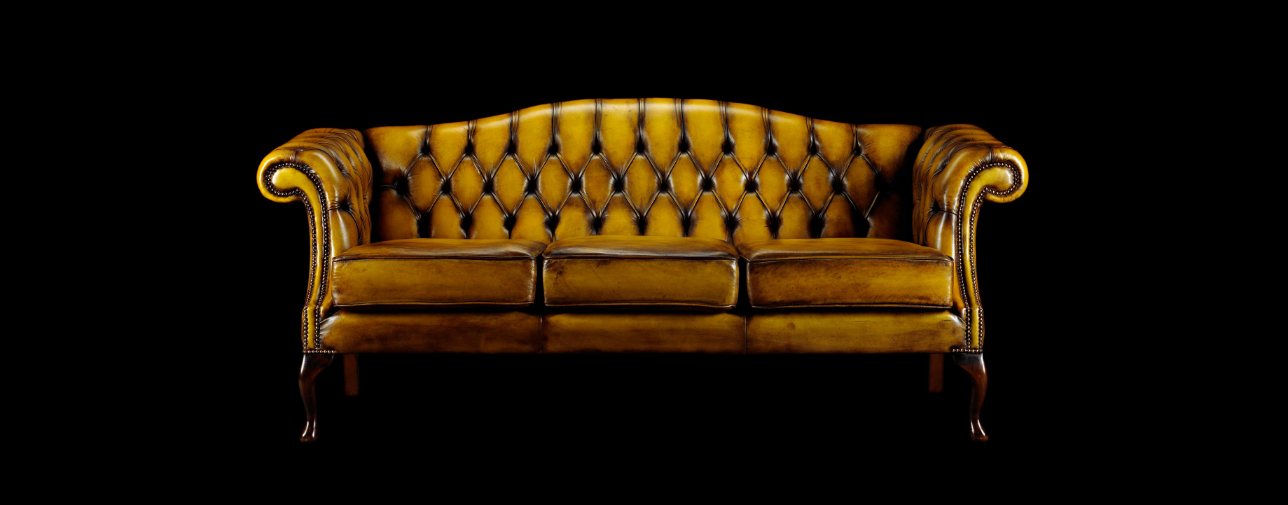 Edmund Burke 3 seater hand coloured leather chesterfield sofa