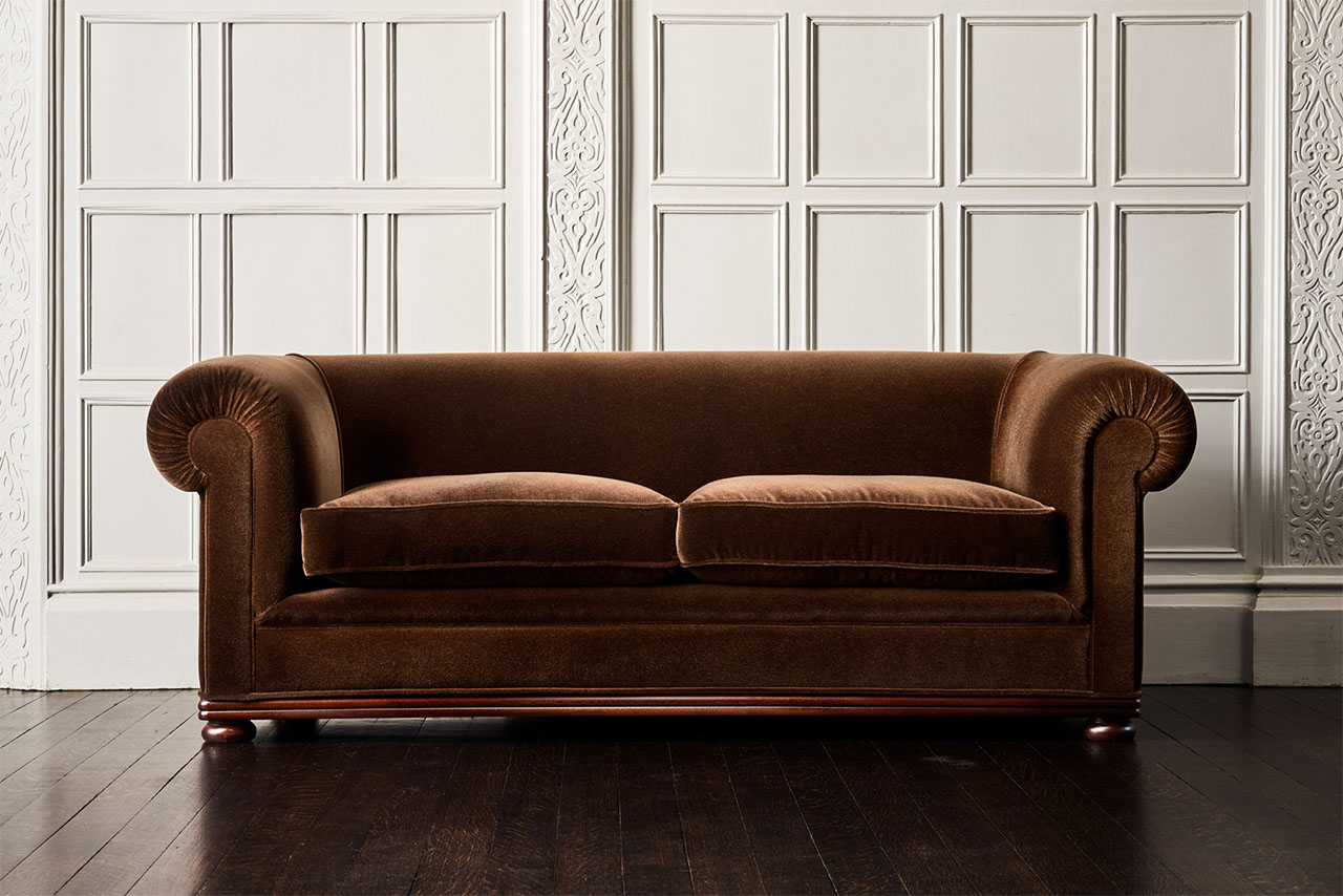 Zweisitzer-Sofa aus braunem Mohair